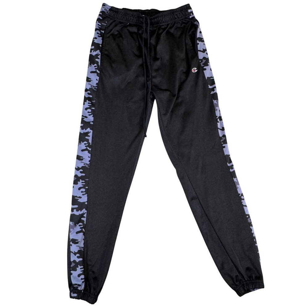 Champion Women Camo Side Stripe Track Pants Black Purple XL Joggers RN 59786